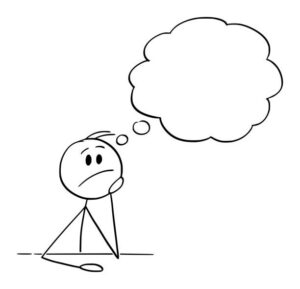 Picture of a stick figure with a thought bubble